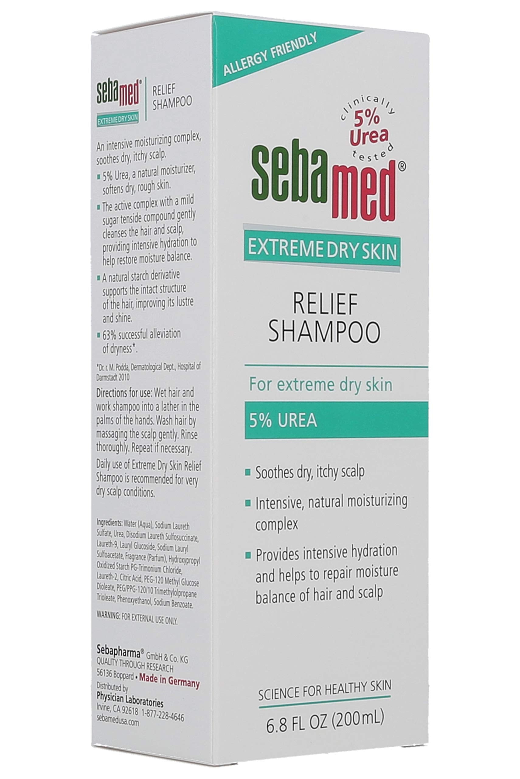 SEBAMED Extreme Dry Skin Relief Shampoo packaging box highlighting product purpose