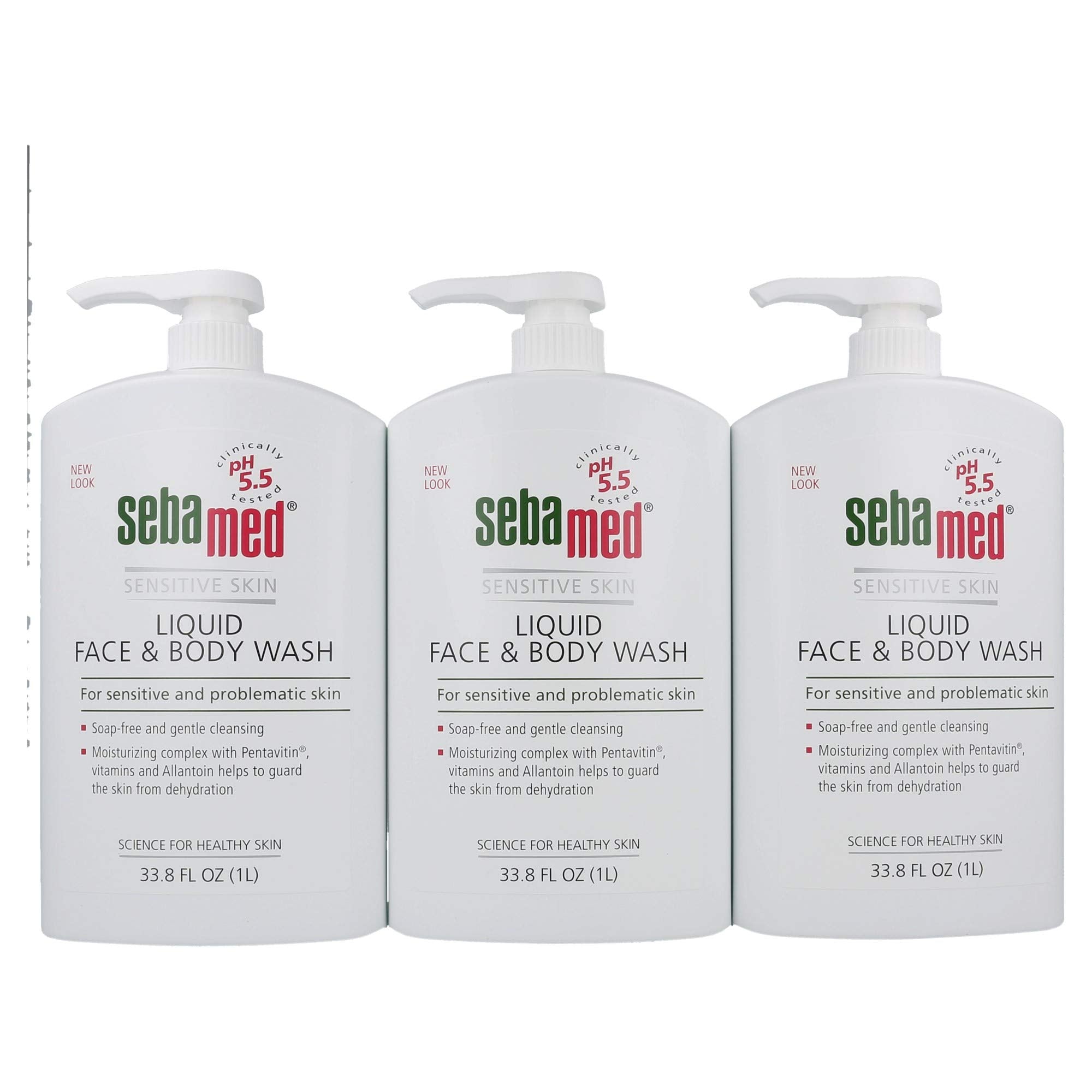 SEBAMED liquid face and body wash bottle front view for daily cleansing