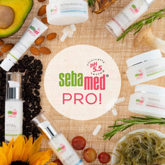 Sebamed PRO! Vital Serum application scene with easy pump for precise use