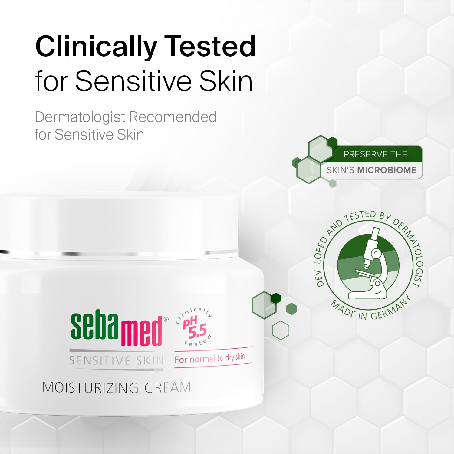 SEBAMED Product packaging front view reinforces premium skincare accessibility.