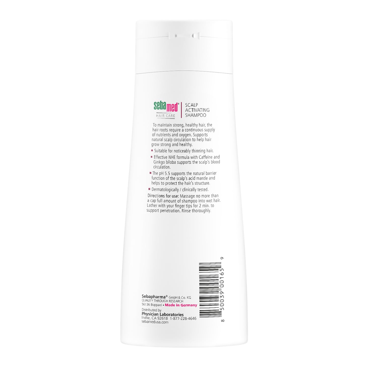 Sebamed Scalp Activating Shampoo lather demonstrates cleansing for thinning hair.