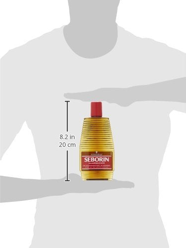 Seborin Haarwasser close-up label shows size and trusted daily formula.