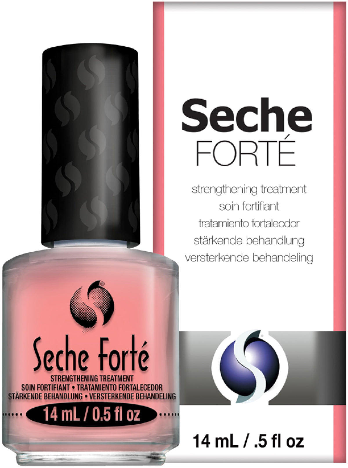 Seche Forte base coat bottle shows bamboo and biotin for stronger nails.