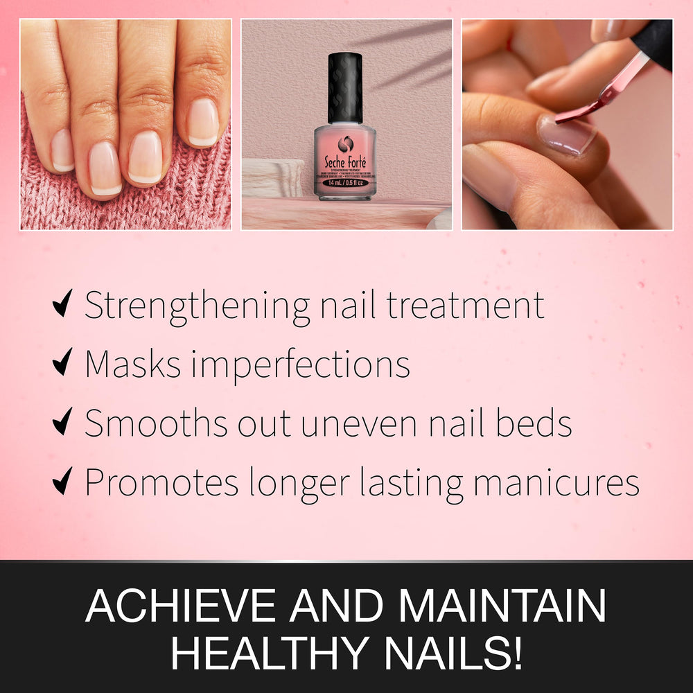 Nails strengthened by bamboo silica in Seche Forte base coat.