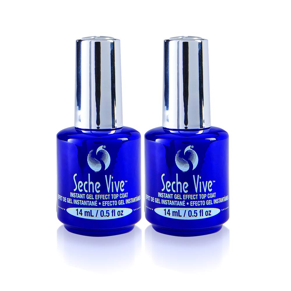 Seche Vive bottle with gel-shine finish, no UV lamp required.