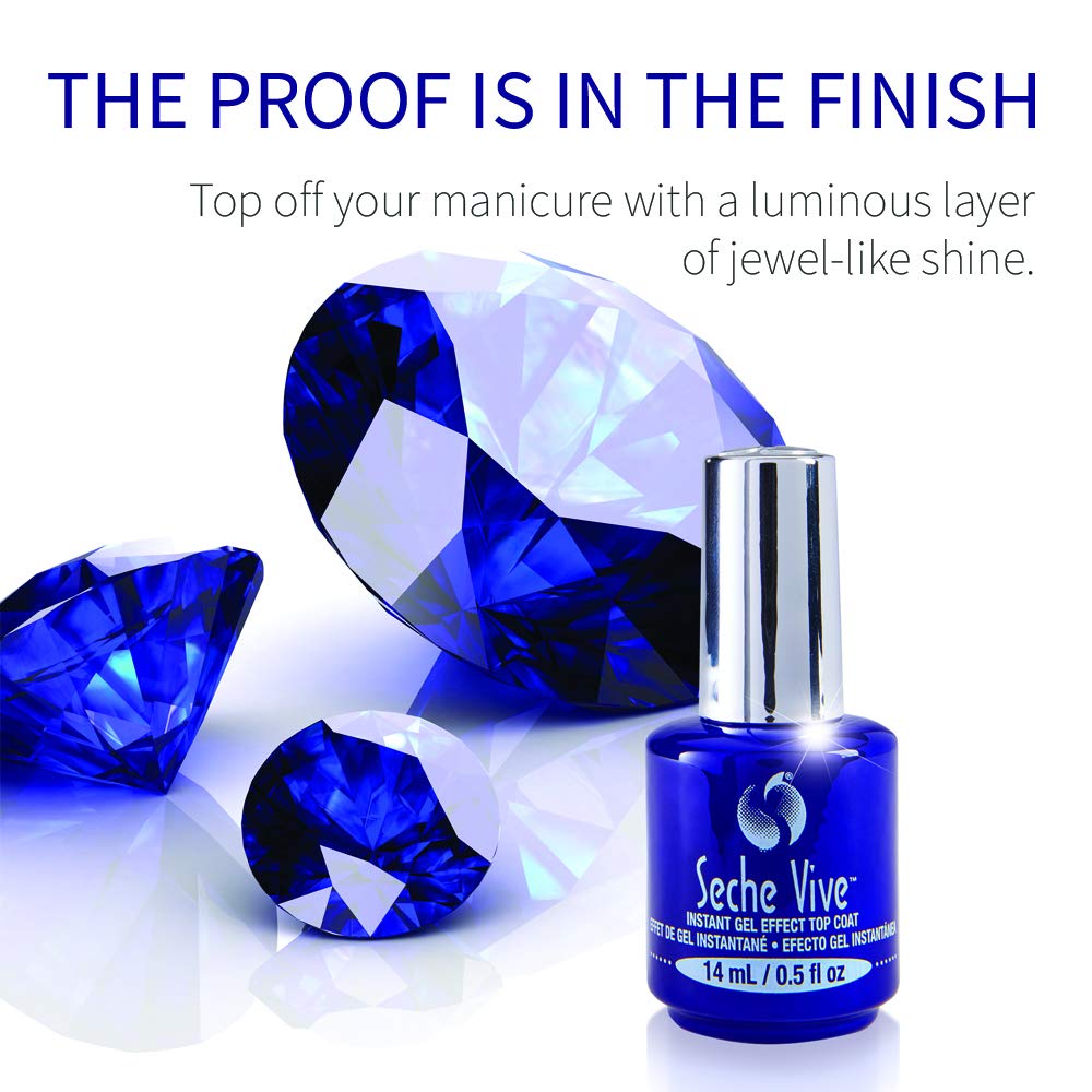 Seche Vive on natural nails delivering long-lasting glossy gel-like finish.