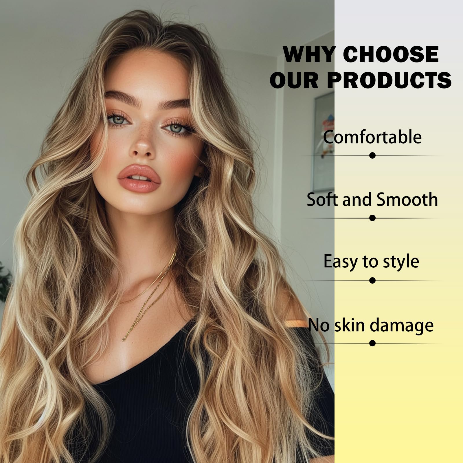 SeclitWu ombre wig with dark roots adds depth and lifelike texture.