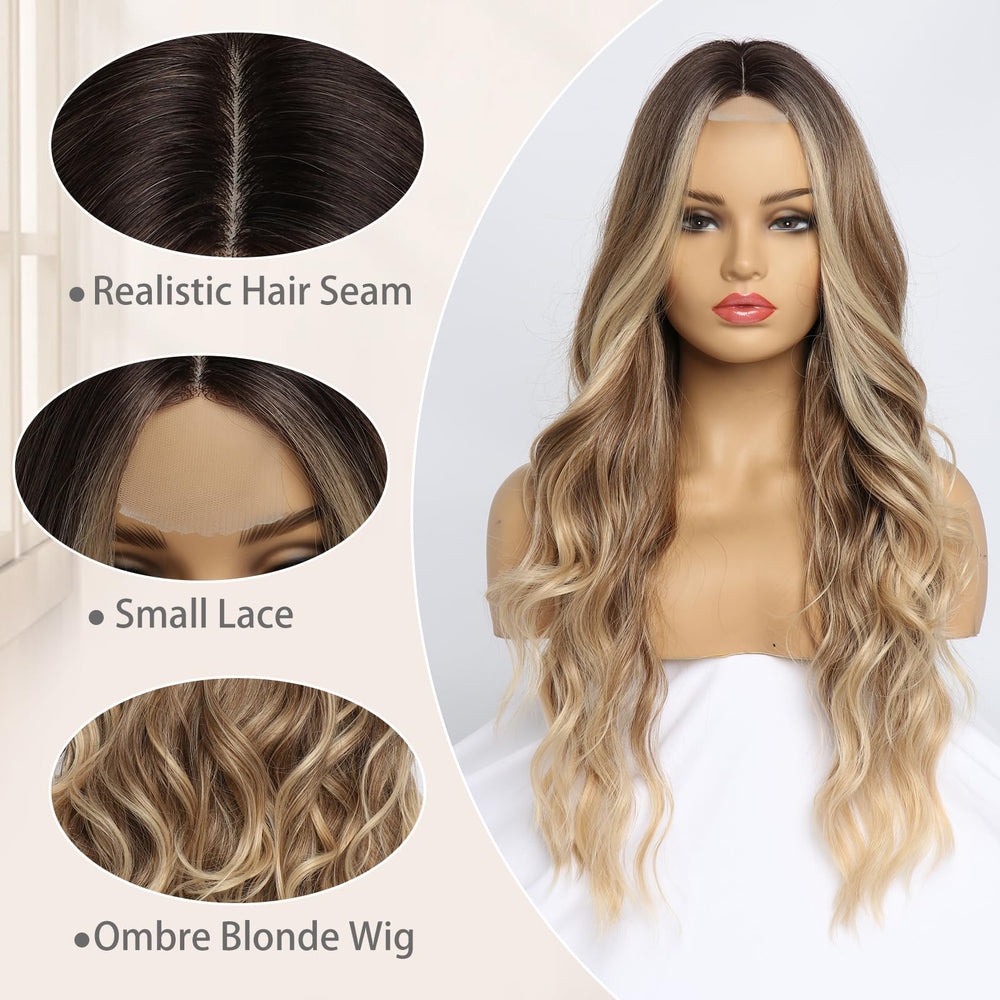 SeclitWu ombre wig with natural hairline and smooth waves for realism.