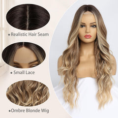 SeclitWu ombre wig with natural hairline and smooth waves for realism.