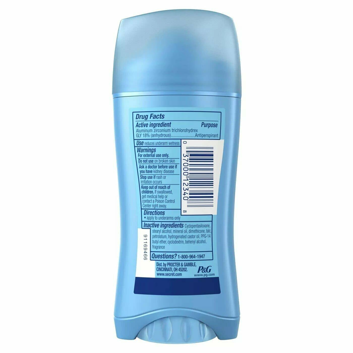 Secret pack of 10 invisible solid deodorants back view