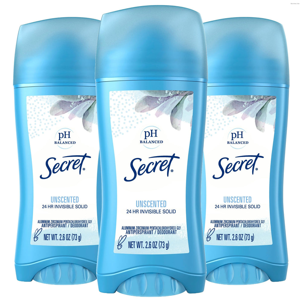 Secret antiperspirant for women unscented invisible solid 2.6 oz pack three for all-day protection