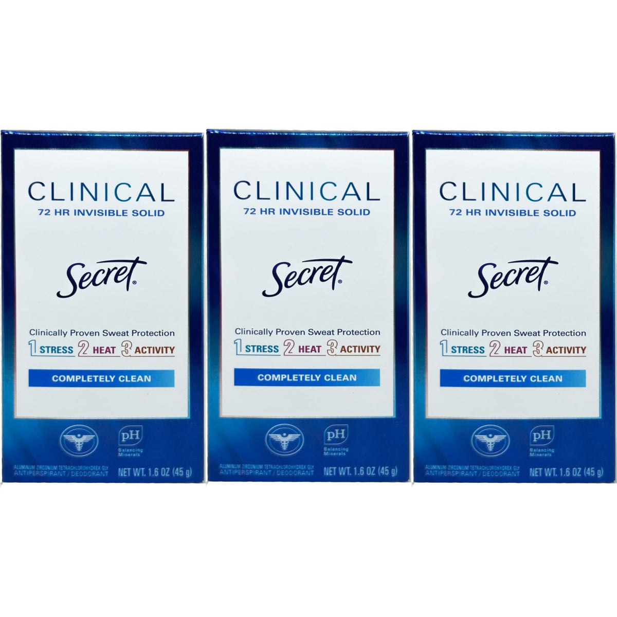 Secret Clinical Strength Invisible Solid deodorant bottle showing all-day protection.