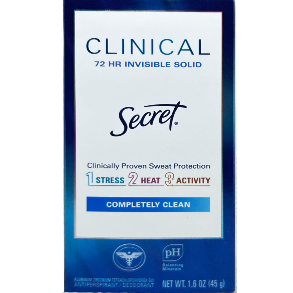 Secret Clinical Strength Invisible Solid box promises a dry, fresh scent.