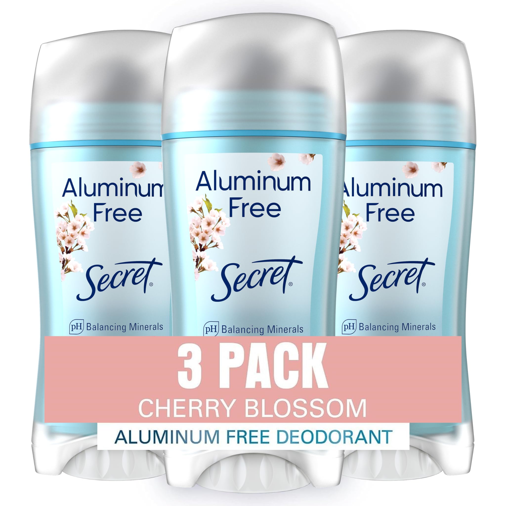 Secret cherry blossom deodorant bottle with long-lasting odor protection.