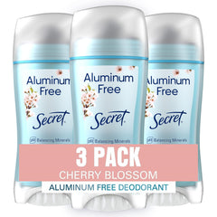 Secret cherry blossom deodorant bottle with long-lasting odor protection.