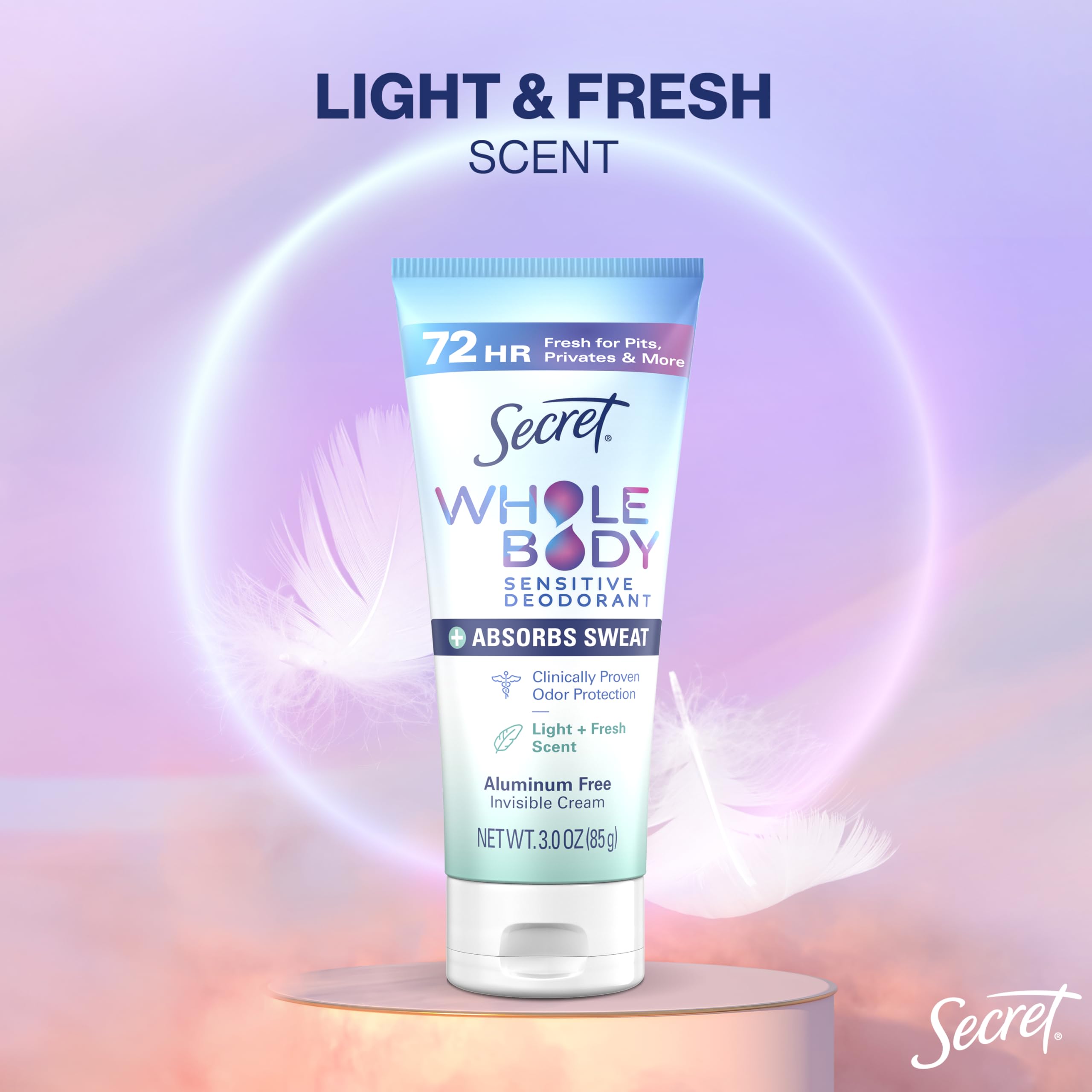 Secret Dry Feel Cream absorbs sweat without weighing you down.