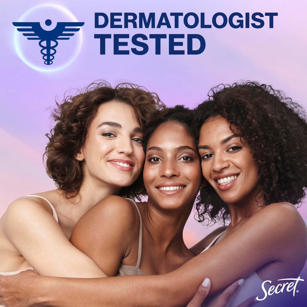 Secret Dry Feel Cream anti-chafe protection around thighs and sports gear.