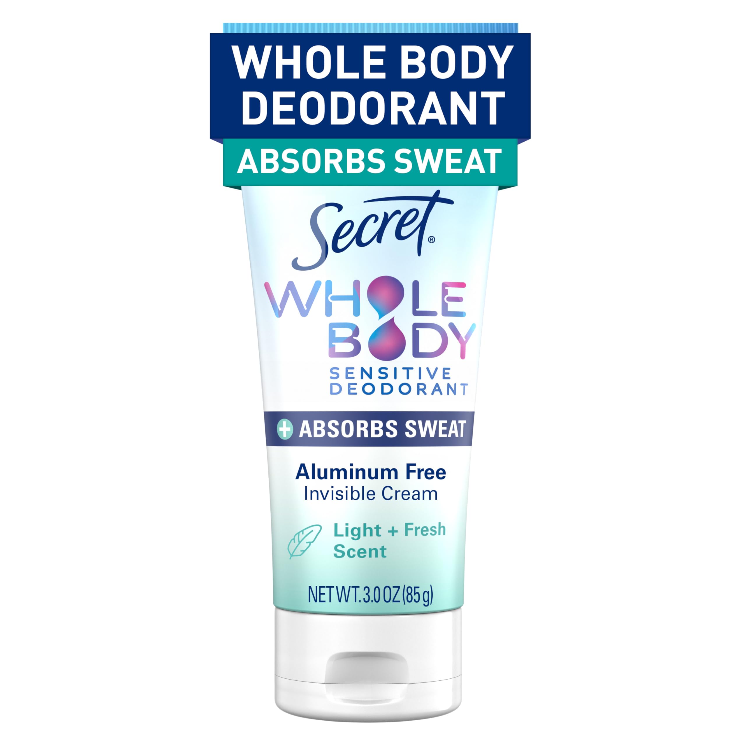 Secret Dry Feel Cream for underarms delivers odor protection and sweat absorption.