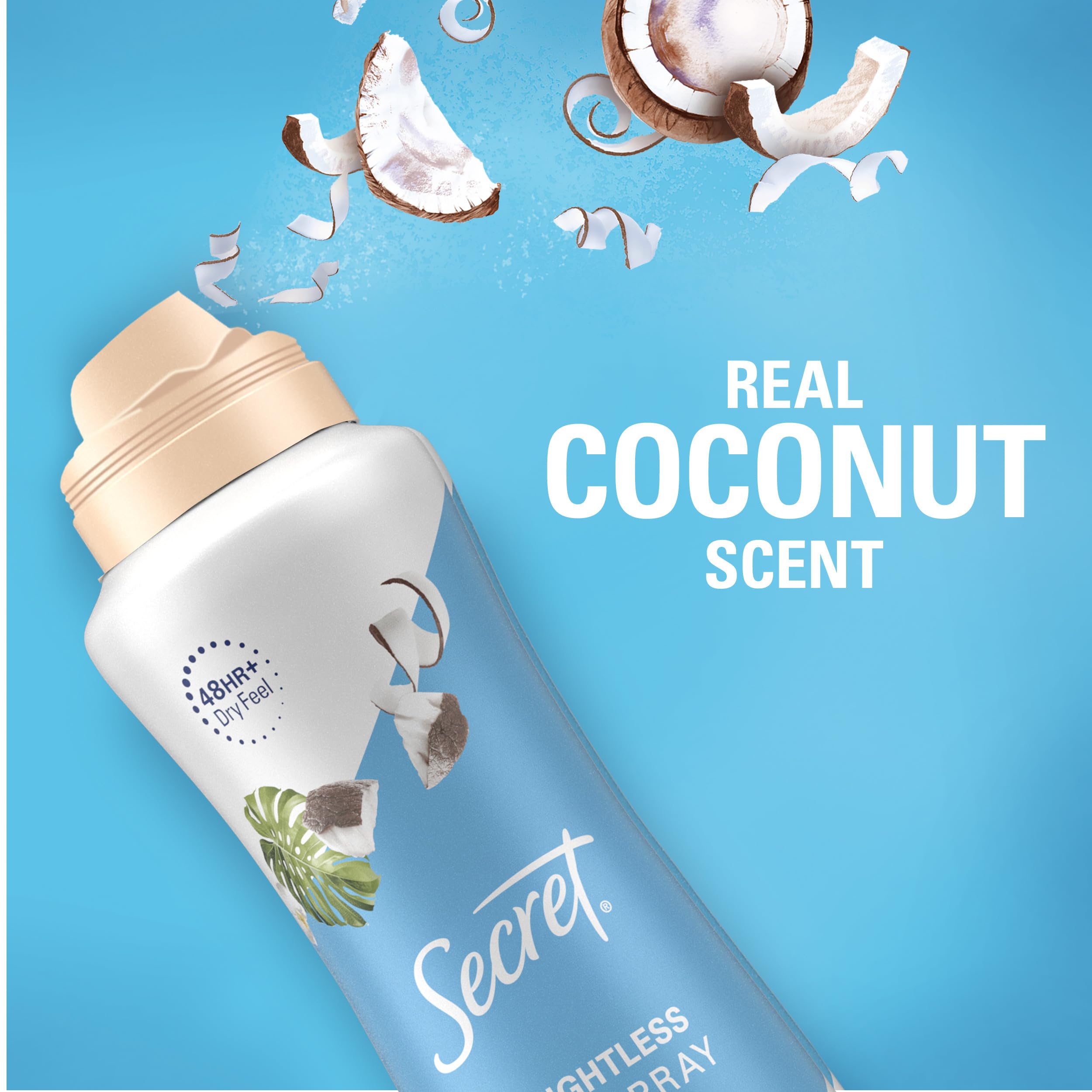 Secret Dry Spray application showing even coverage for all-day odor control