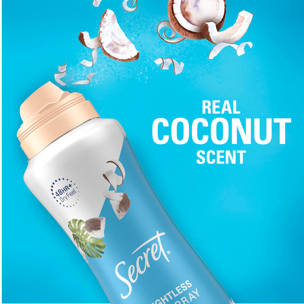 Secret Dry Spray application showing even coverage for all-day odor control