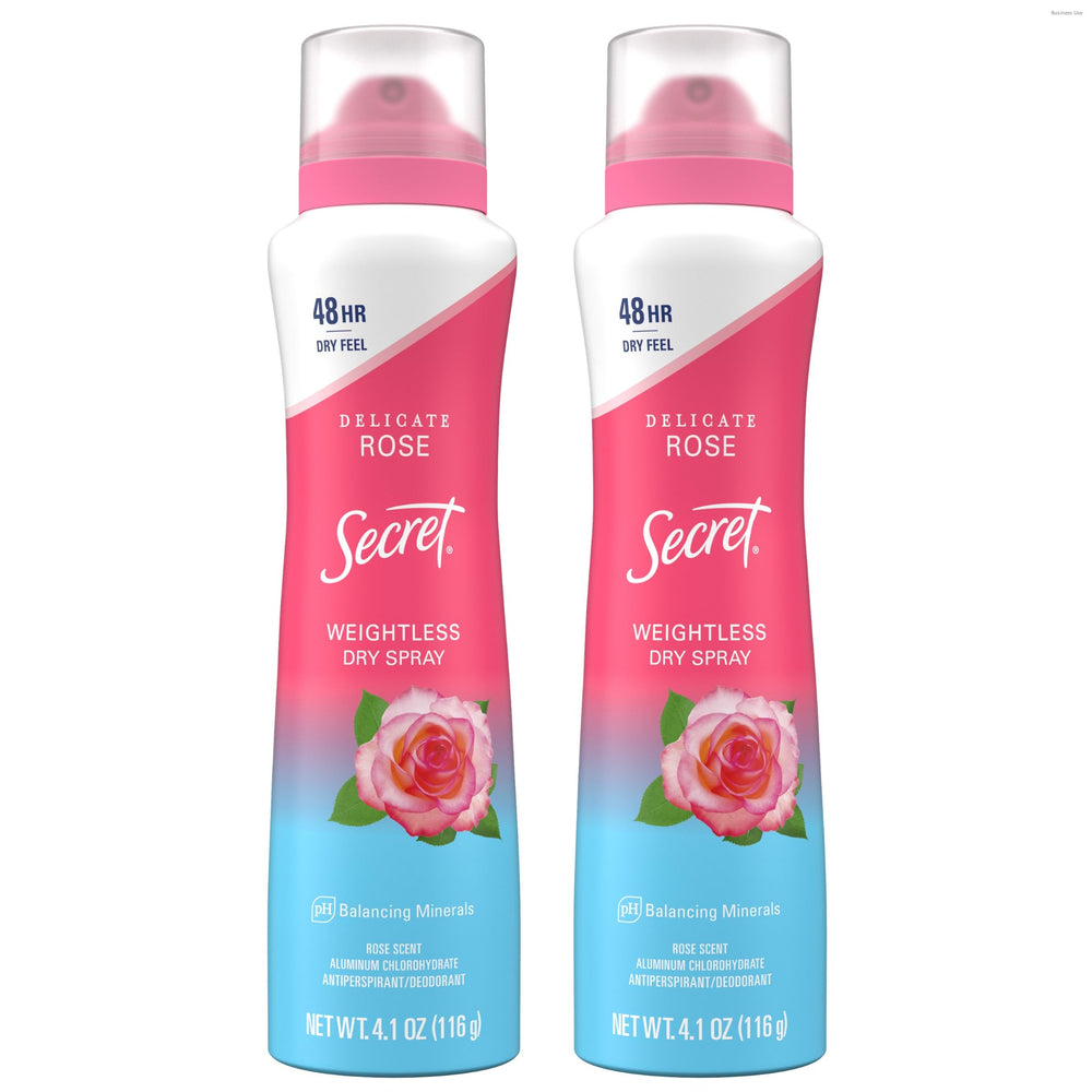 Secret Dry Spray bottle close-up showing quick-dry protection for all-day freshness.