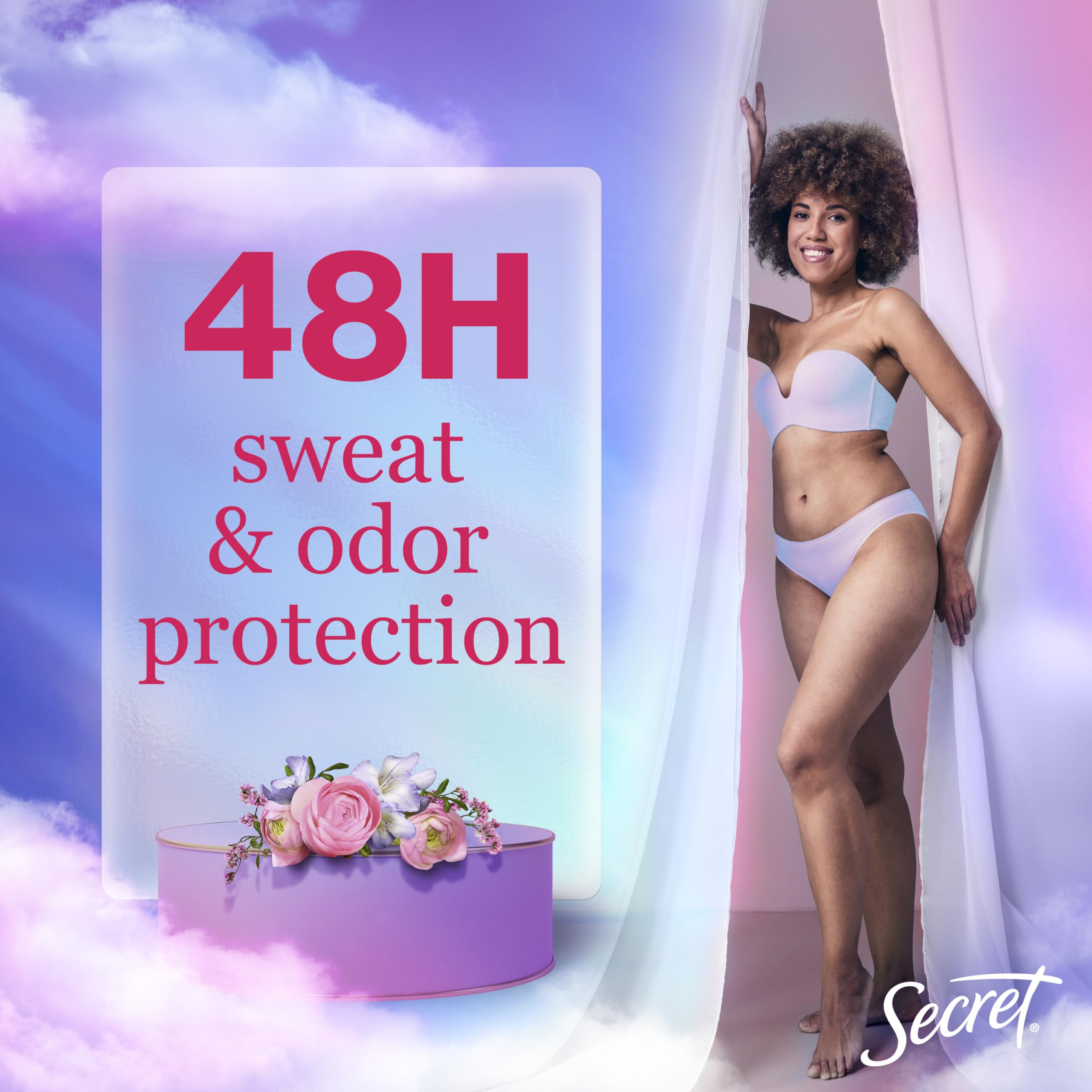 Secret Dry Spray texture on skin shows weightless feel and comfort.