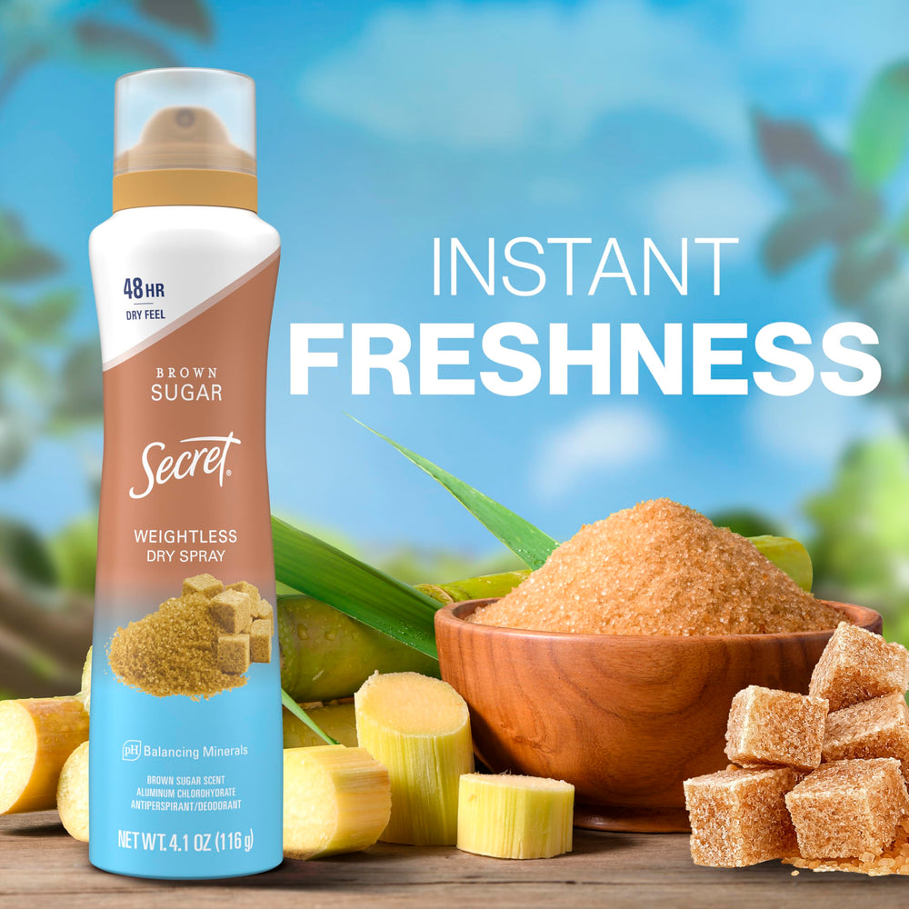 Secret Dry Spray weightless protection for daily routines.