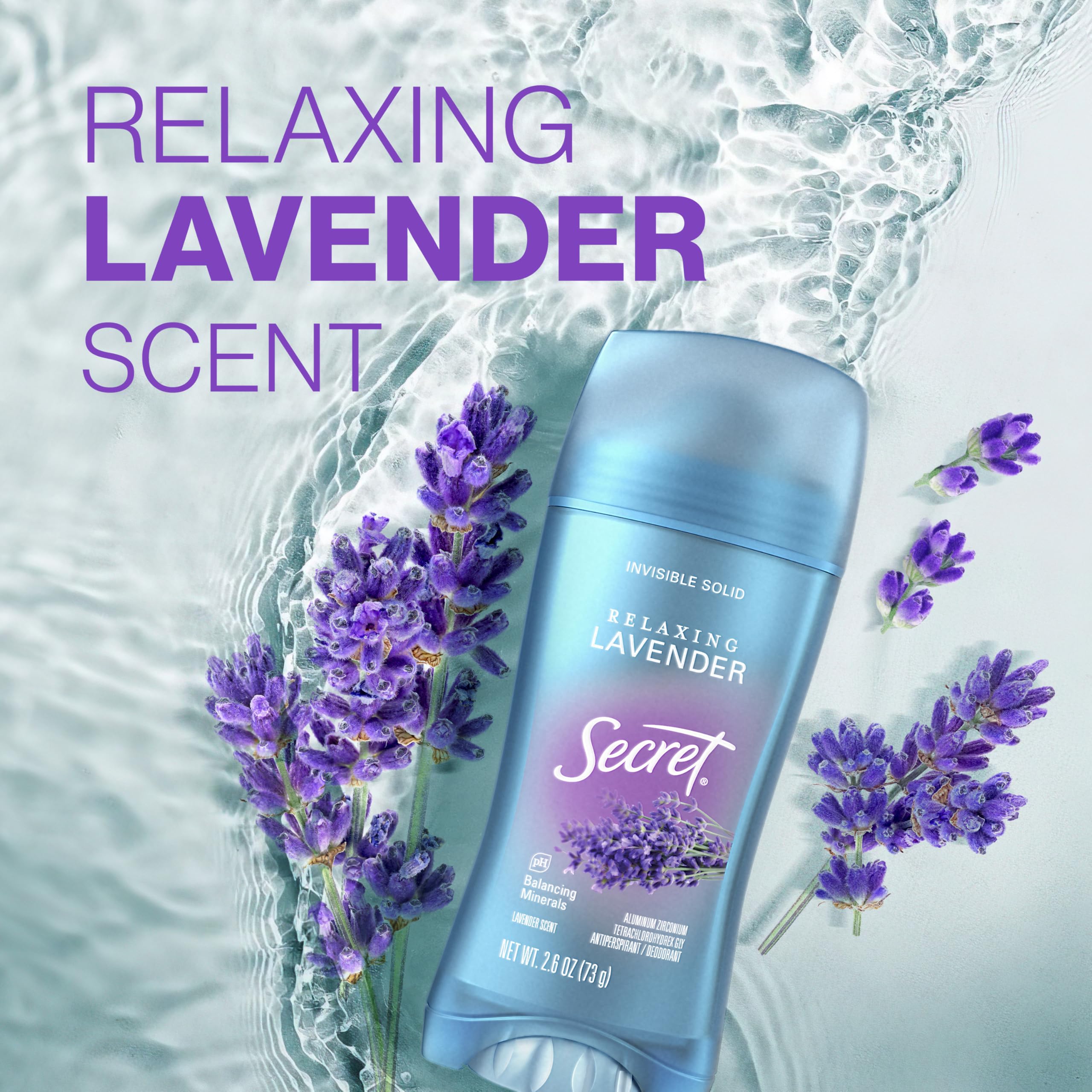Secret Fresh relaxing lavender scent adds subtle daily fragrance.