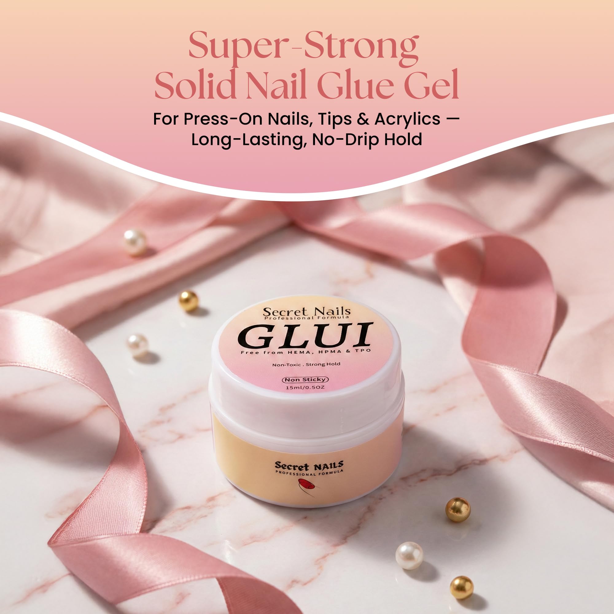 Secret Nails GLUI removal tips shown for gentle nail care.