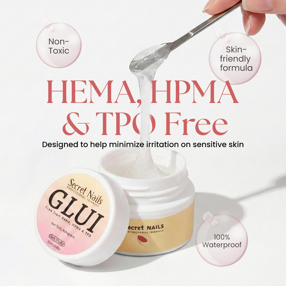 Secret Nails GLUI non-sticky gel formula enabling easy handling.