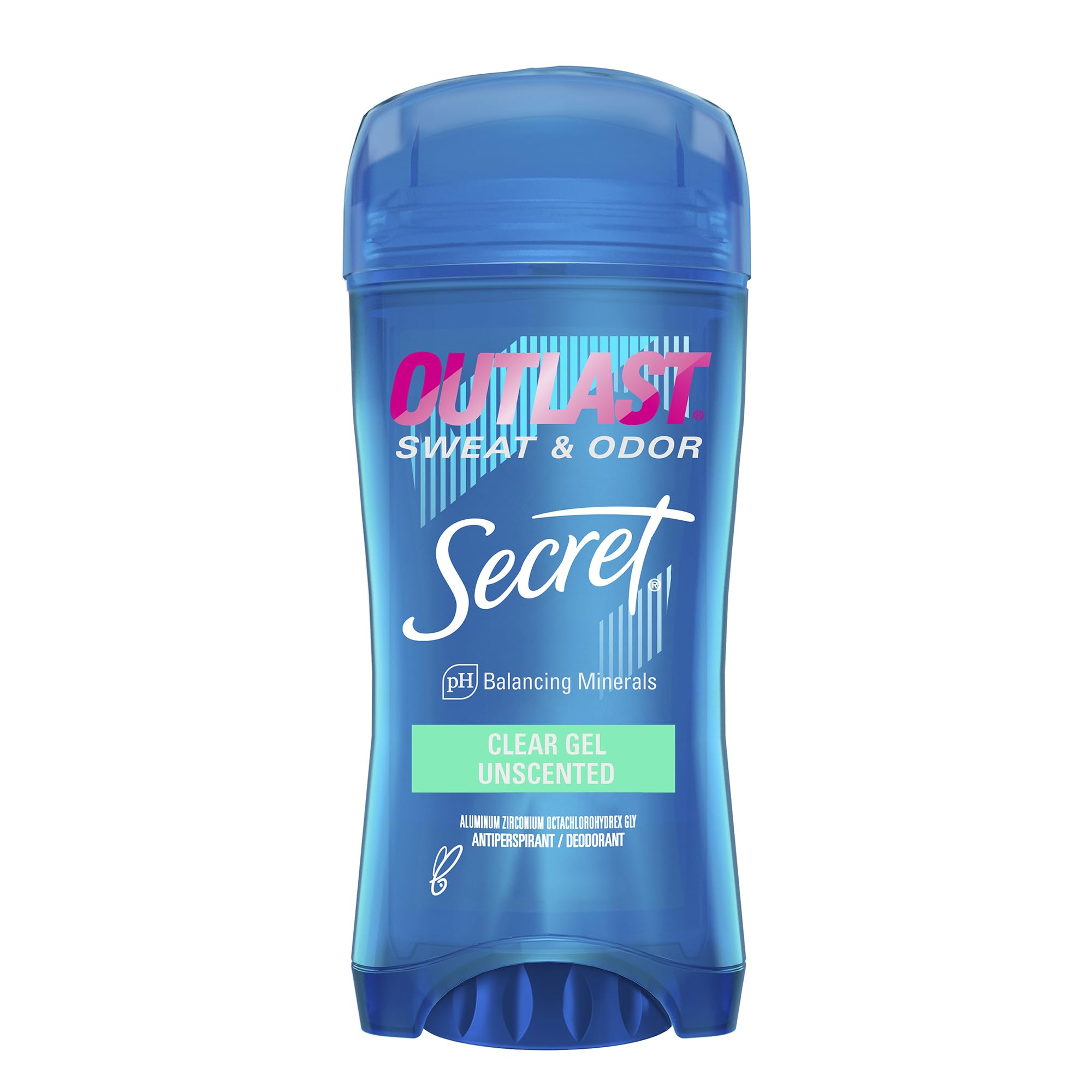 Secret Outlast clear gel application showing quick-dry freshness for all-day wear.