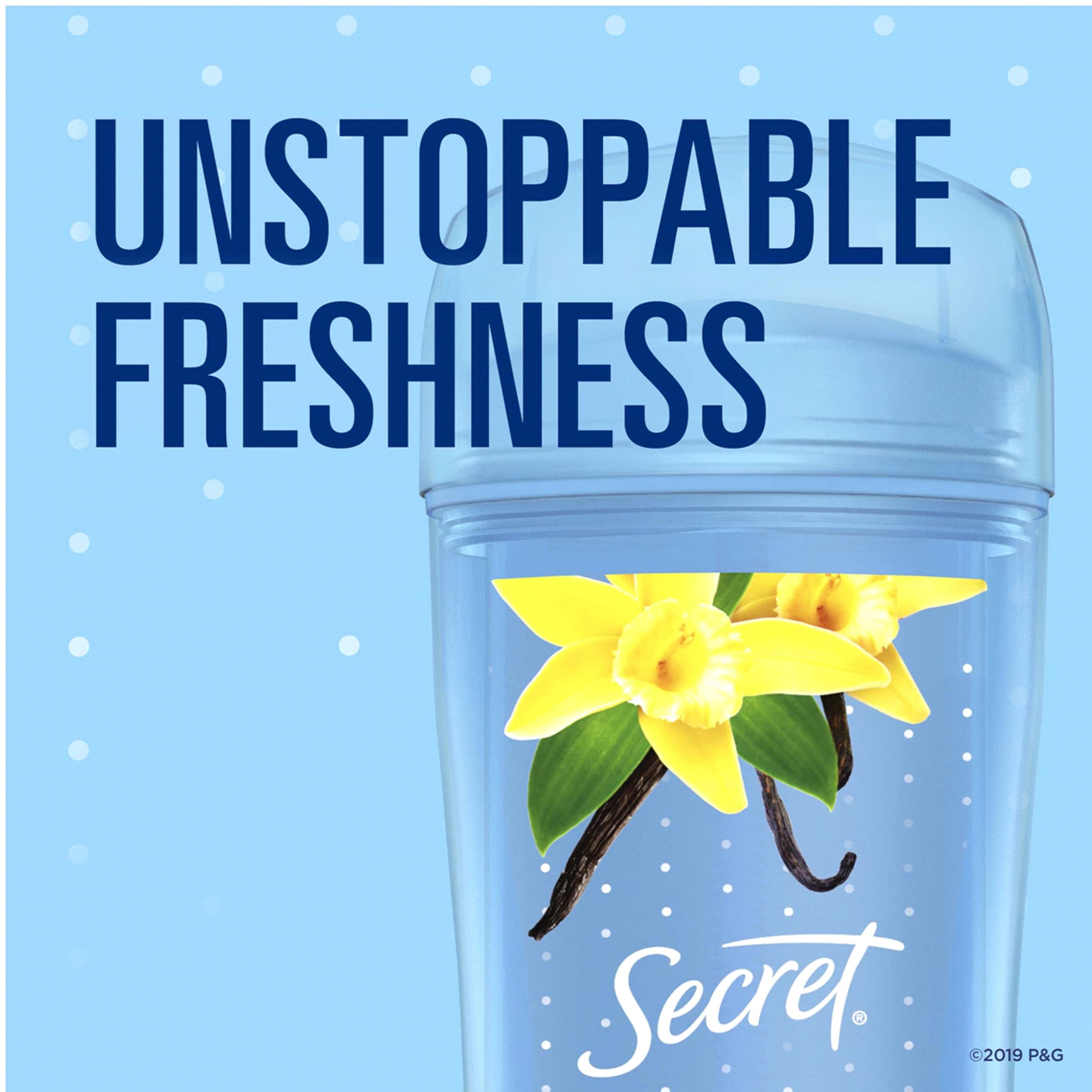 Secret Scent Expressions Va Va Vanilla protection visual suggests strong odor control.