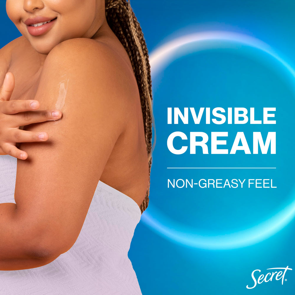 Secret whole body deodorant cream free from dyes and parabens.