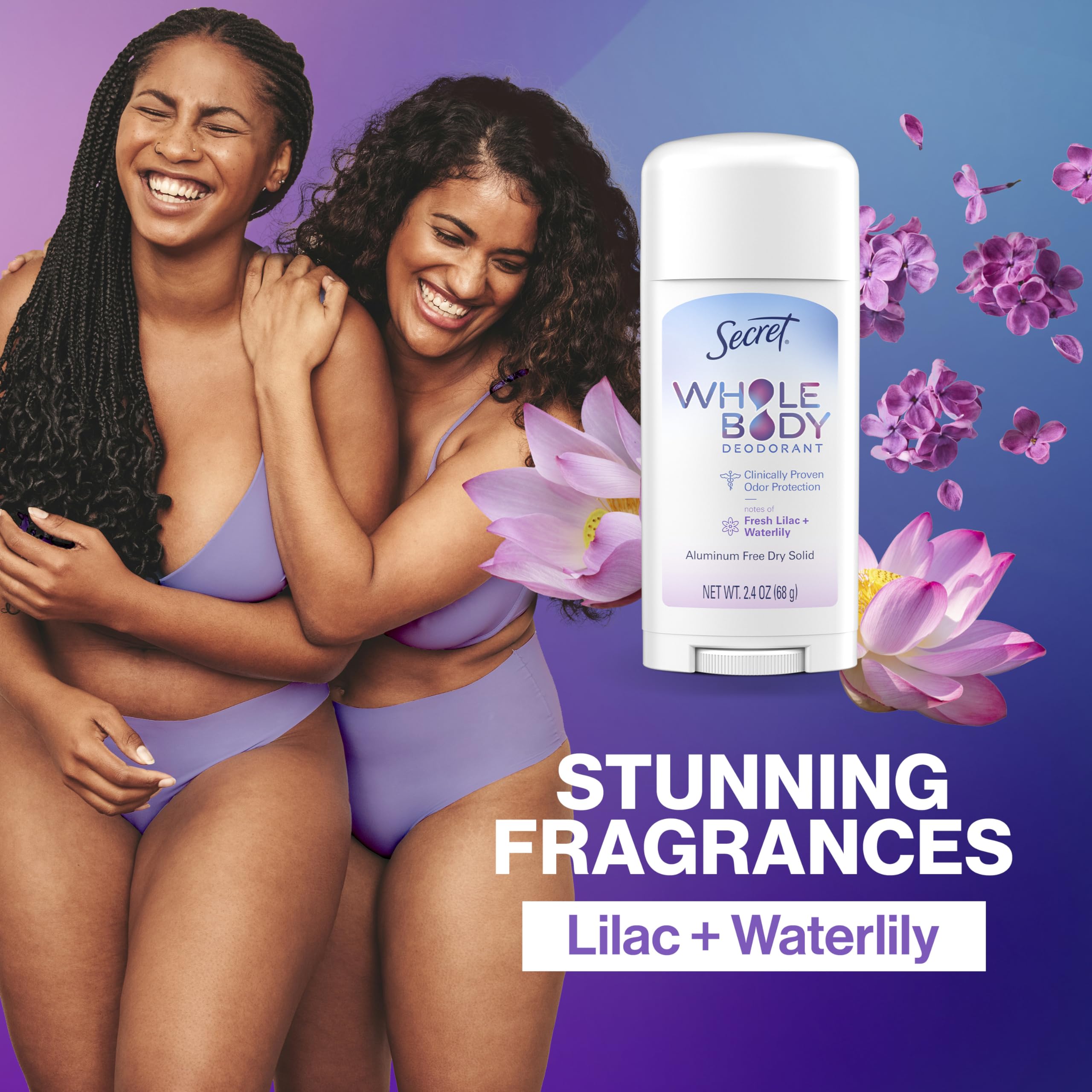 Secret Whole Body Deodorant Stick goes on clear with no residue