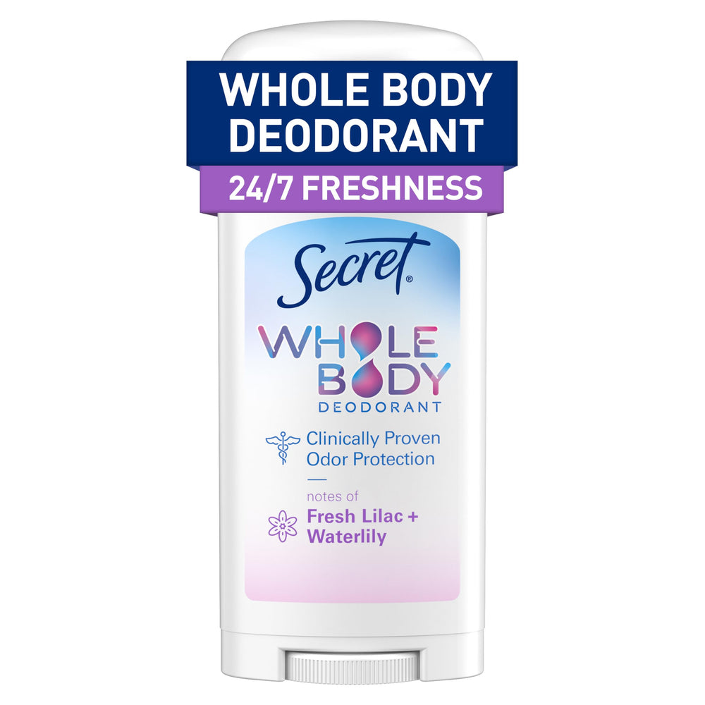 Secret Whole Body Deodorant Stick Lilac & Waterlily packaging for all-day confidence