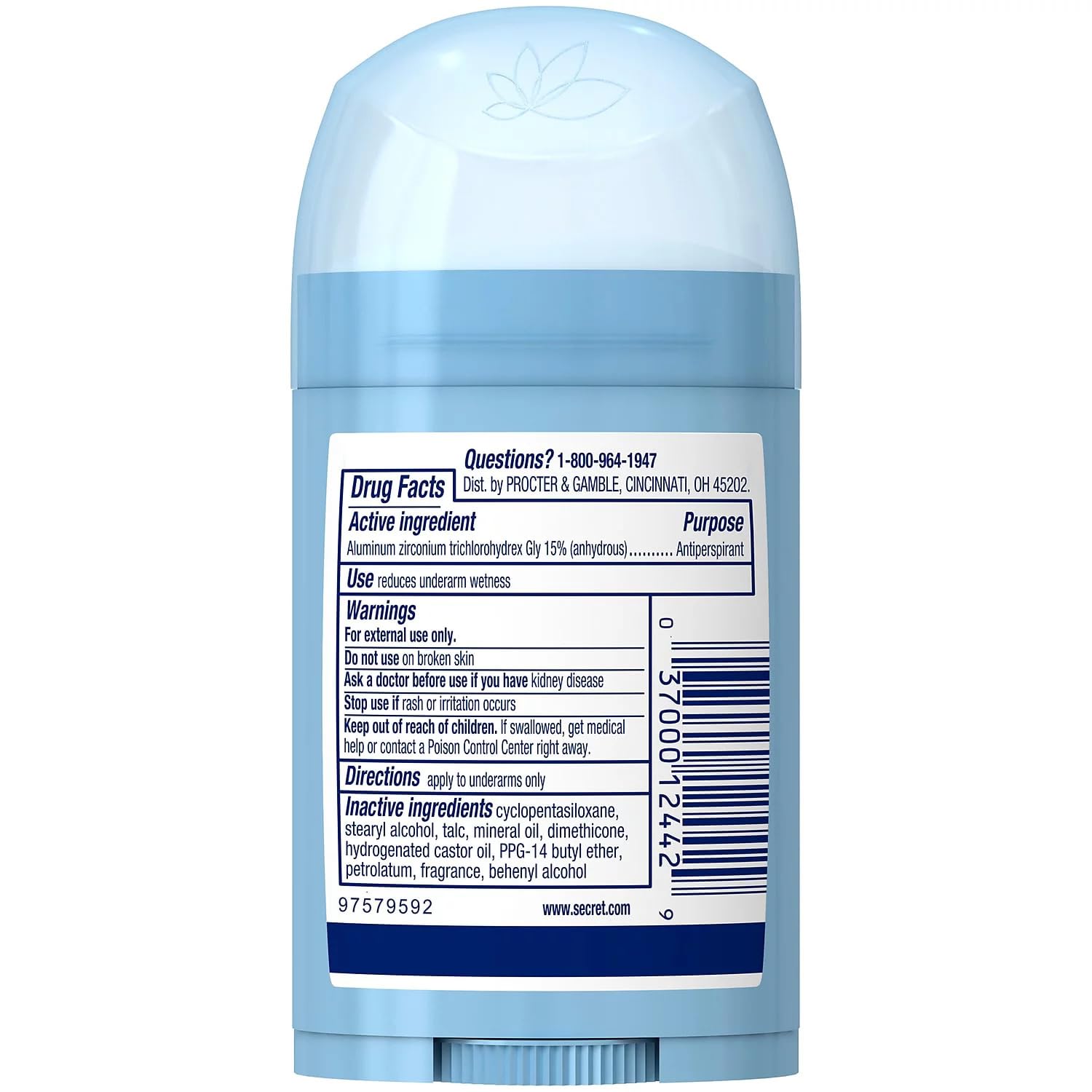 Secret Wide Pwdr Fresh six-pack box indicates long-lasting supply.