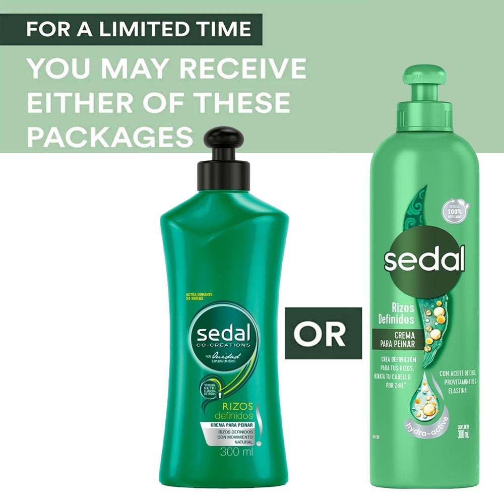 Label close-up shows coconut oil in Sedal Curls Defined Cream