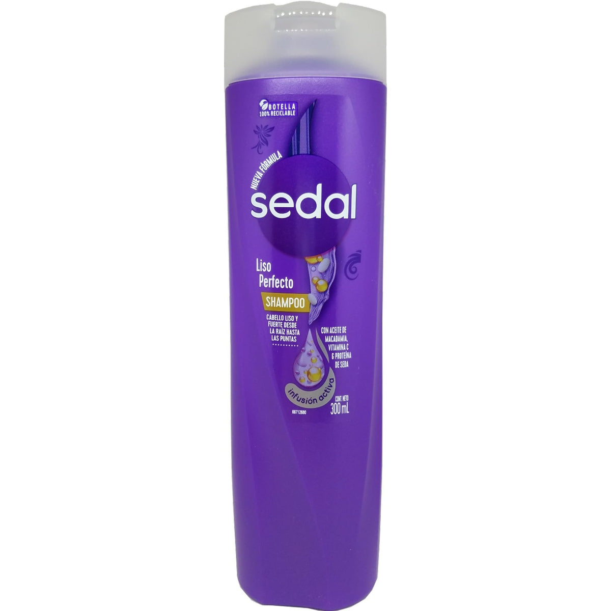 Sedal Liso Perfecto Shampoo bottle front view highlighting frizz-control potential.