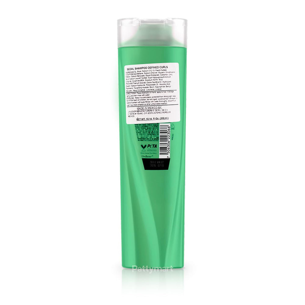 Sedal Two-in-One Shampoo bottle demonstrates cleansing and curl definition