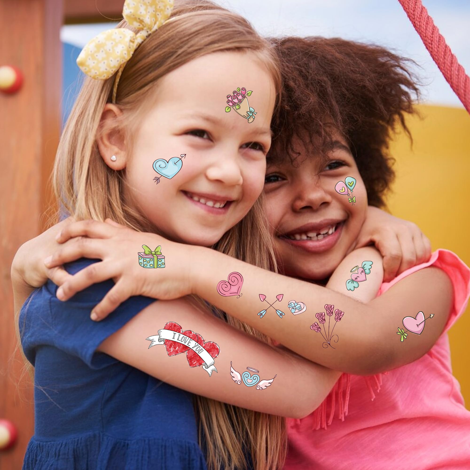 Seeiuua Valentines tattoos set used as classroom party favors