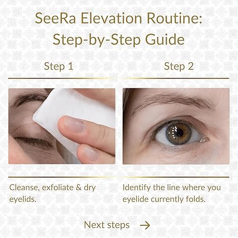 SeeRa invisible lift strip applied to eyelid area for a seamless look