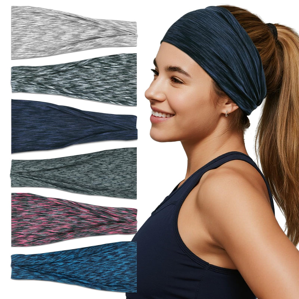 Sefiinh space-dye headband set 6pcs stays put during workouts and daily activities.