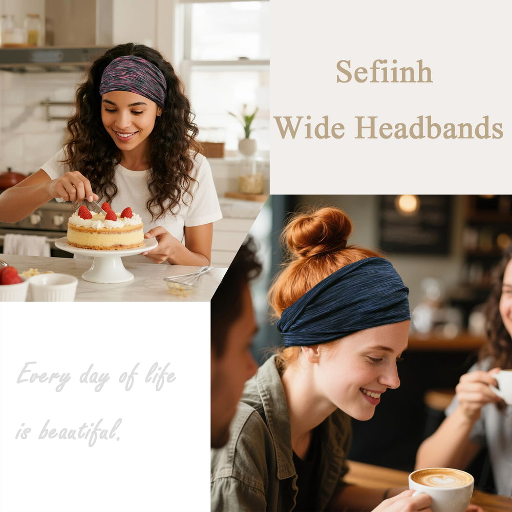 Sefiinh space-dye headband set 6pcs soft, breathable fabric for all-day comfort.