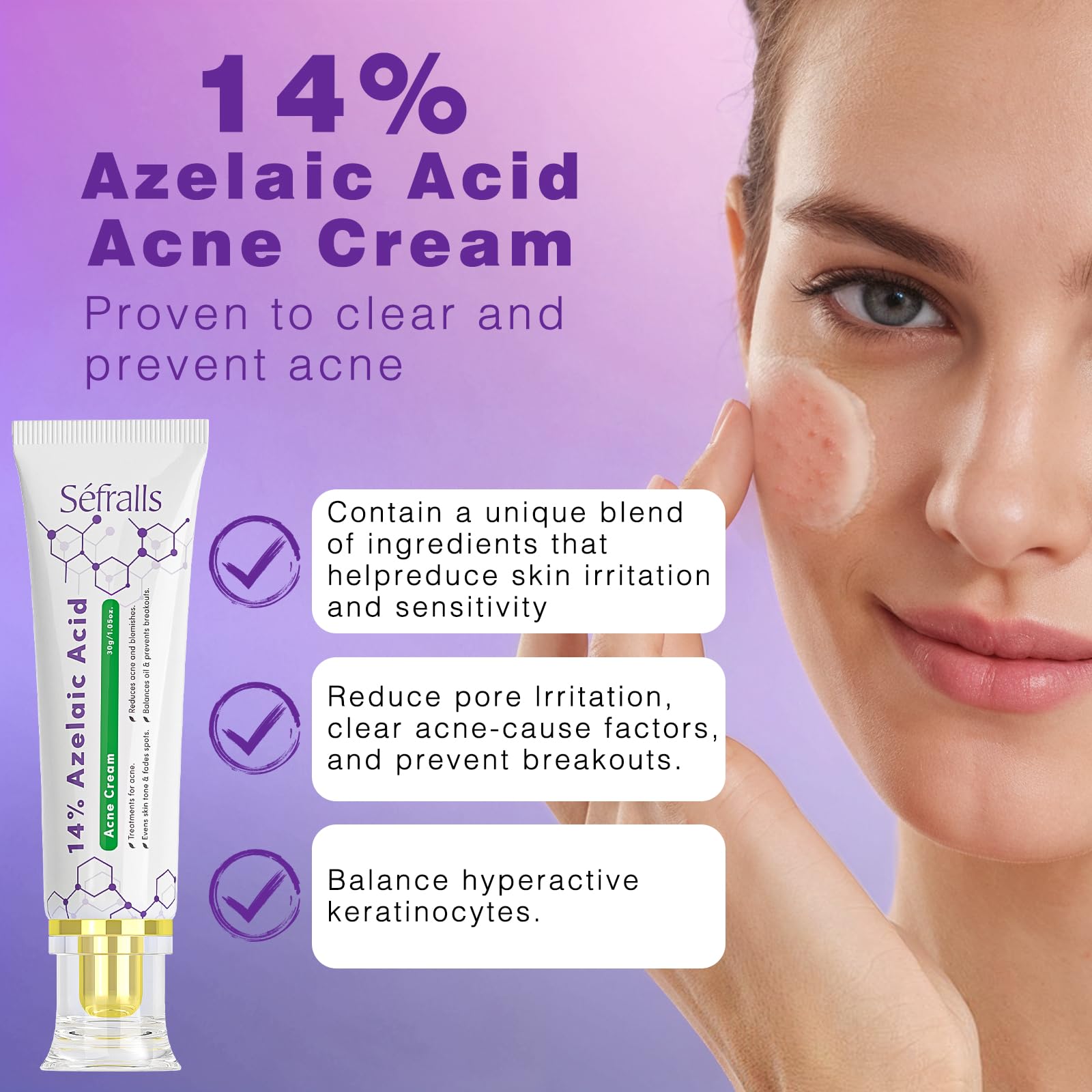 Sefralls azelaic acid cream texture swirl for smooth application.