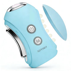 SEFVAKO face massager with rose quartz surface for gentle contouring.