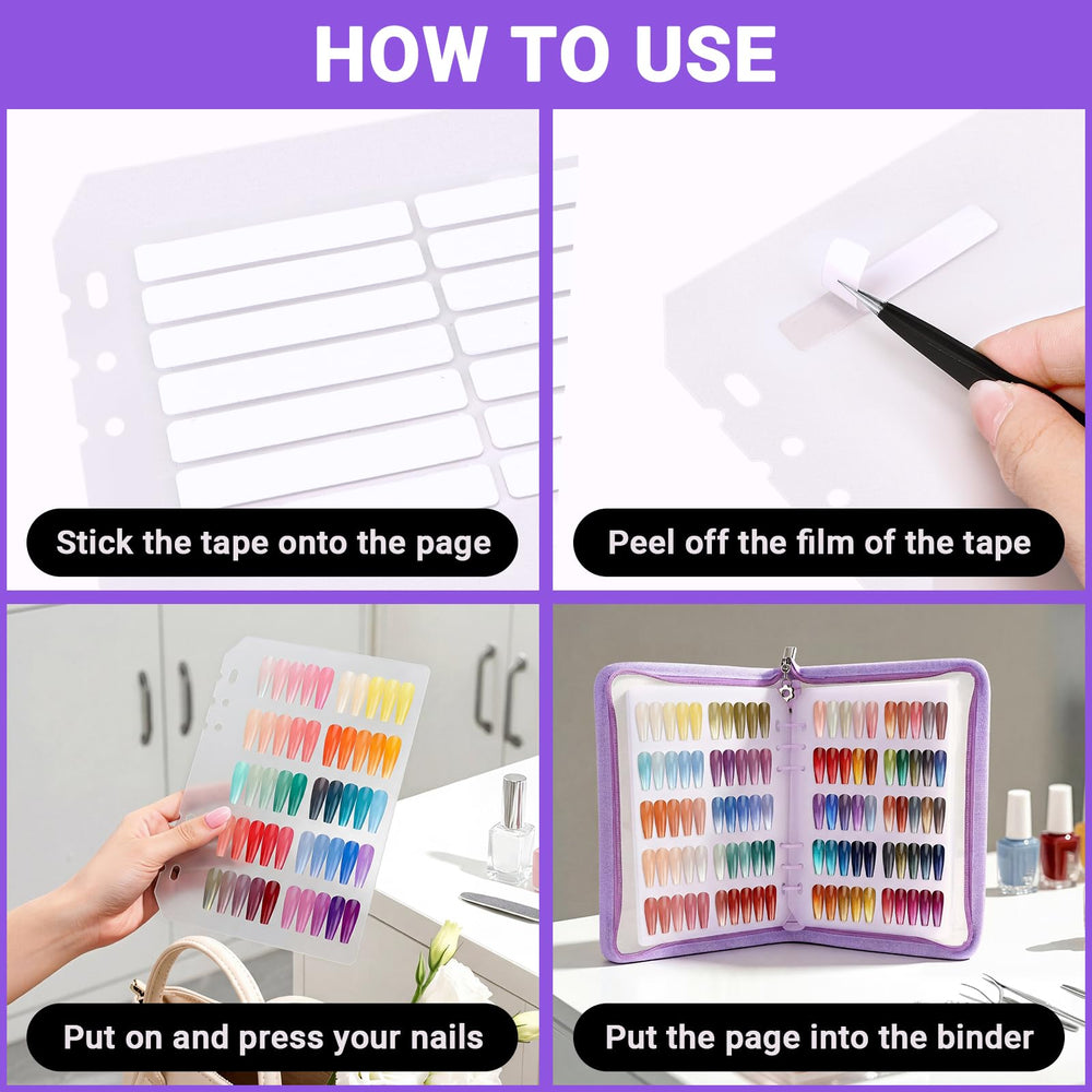 Segbeauty nail art display book open showing versatile practice layouts.