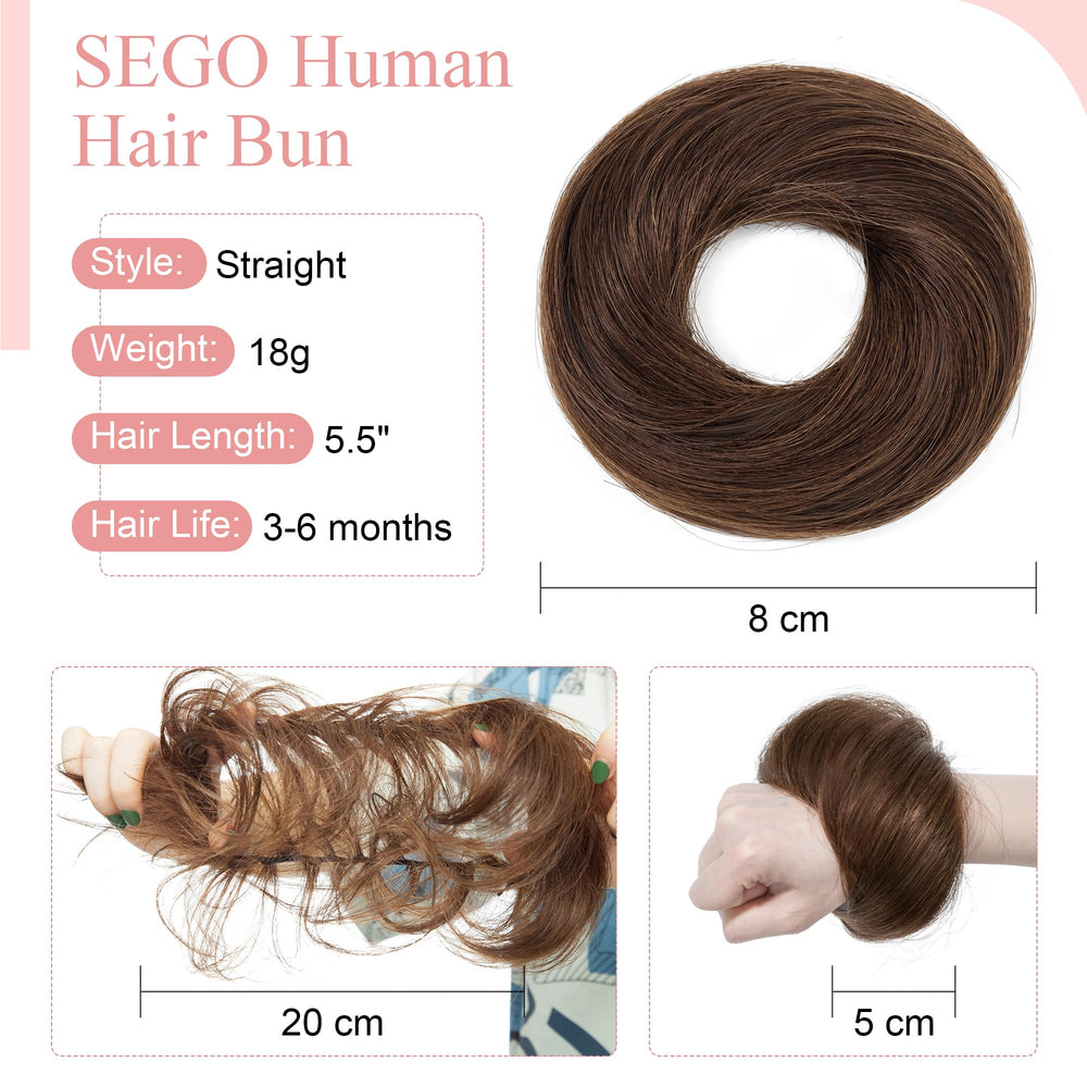 SEGO hair bun close-up texture shows premium real human hair texture.