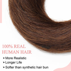 SEGO messy bun side view highlights secure elastic band for quick styling.
