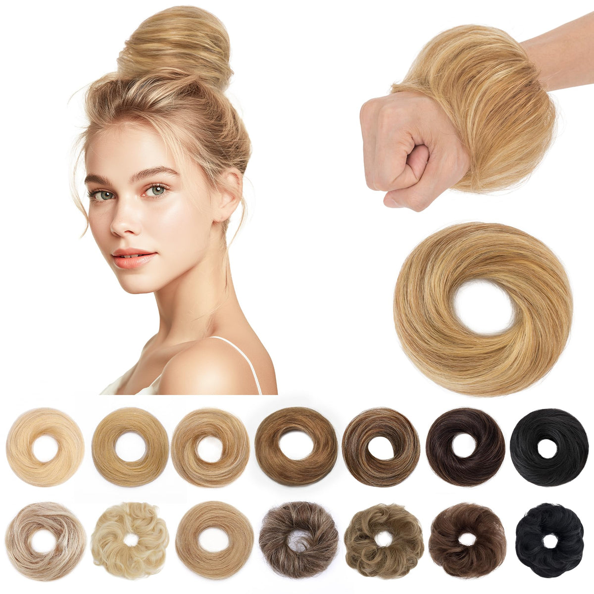 SEGO real human hair messy bun closeup shows natural texture for seamless blend