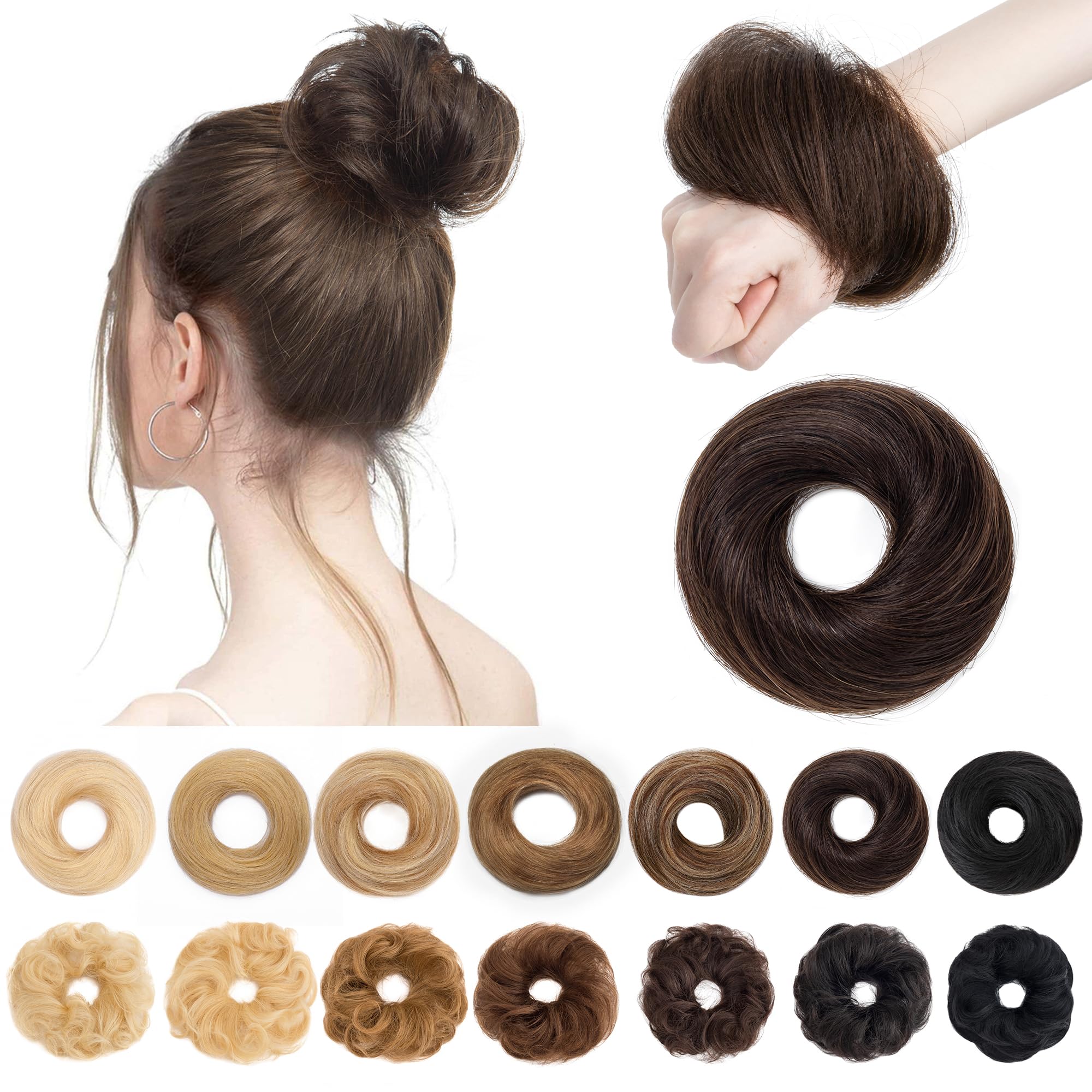 SEGO human hair messy bun extensions blend naturally for a seamless look.